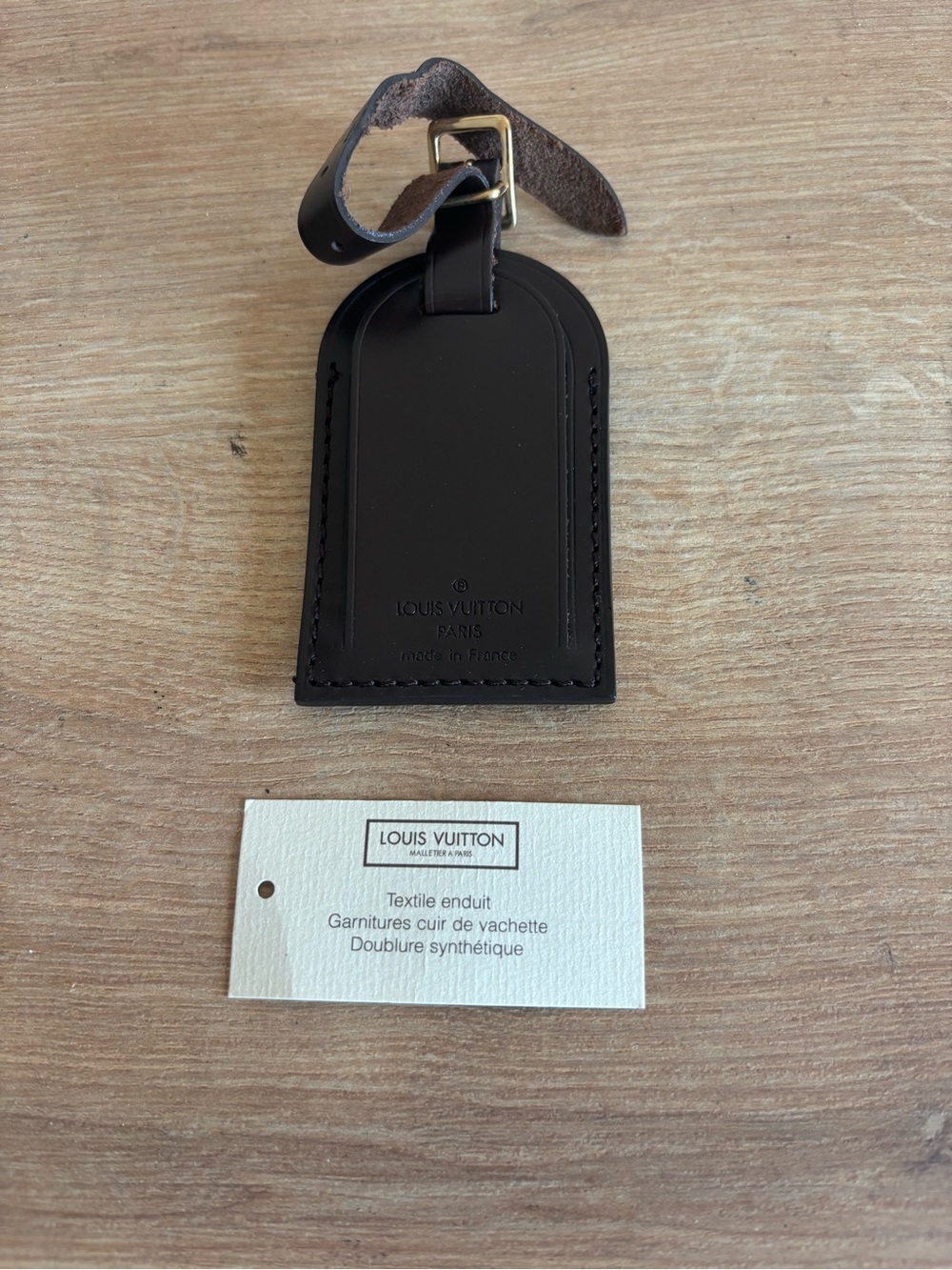Louis Vuitton Damier brown Leather Luggage Tag